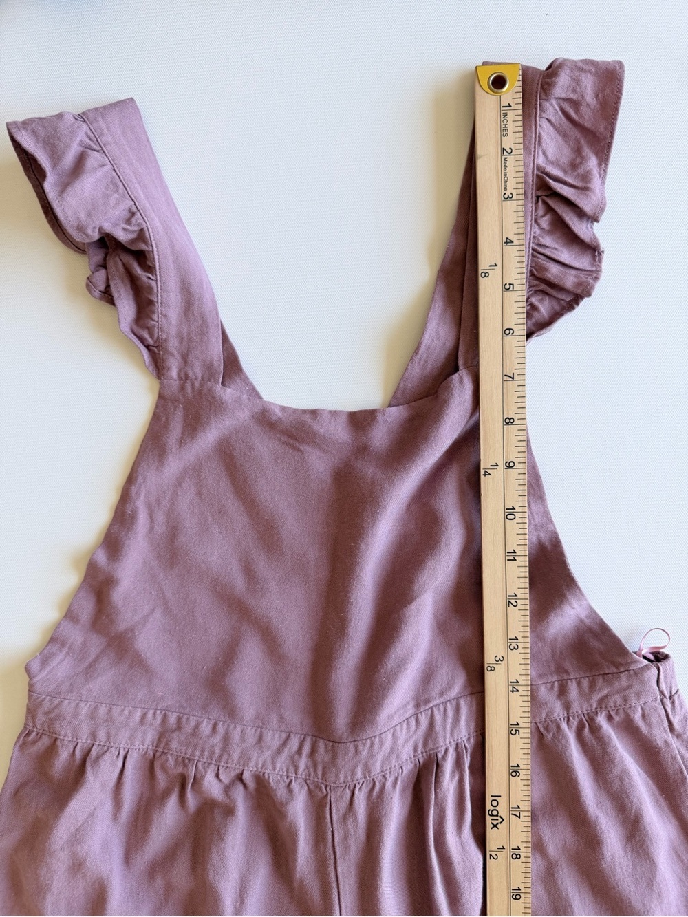 Heyson Mauve Ruffle Strap Jumpsuit Cropped Wide Leg Linen Blend M - Picture 7 of 11